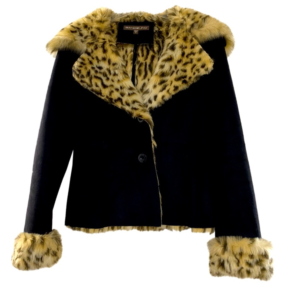 Bandolino Black and Leopard Teddy Jacket